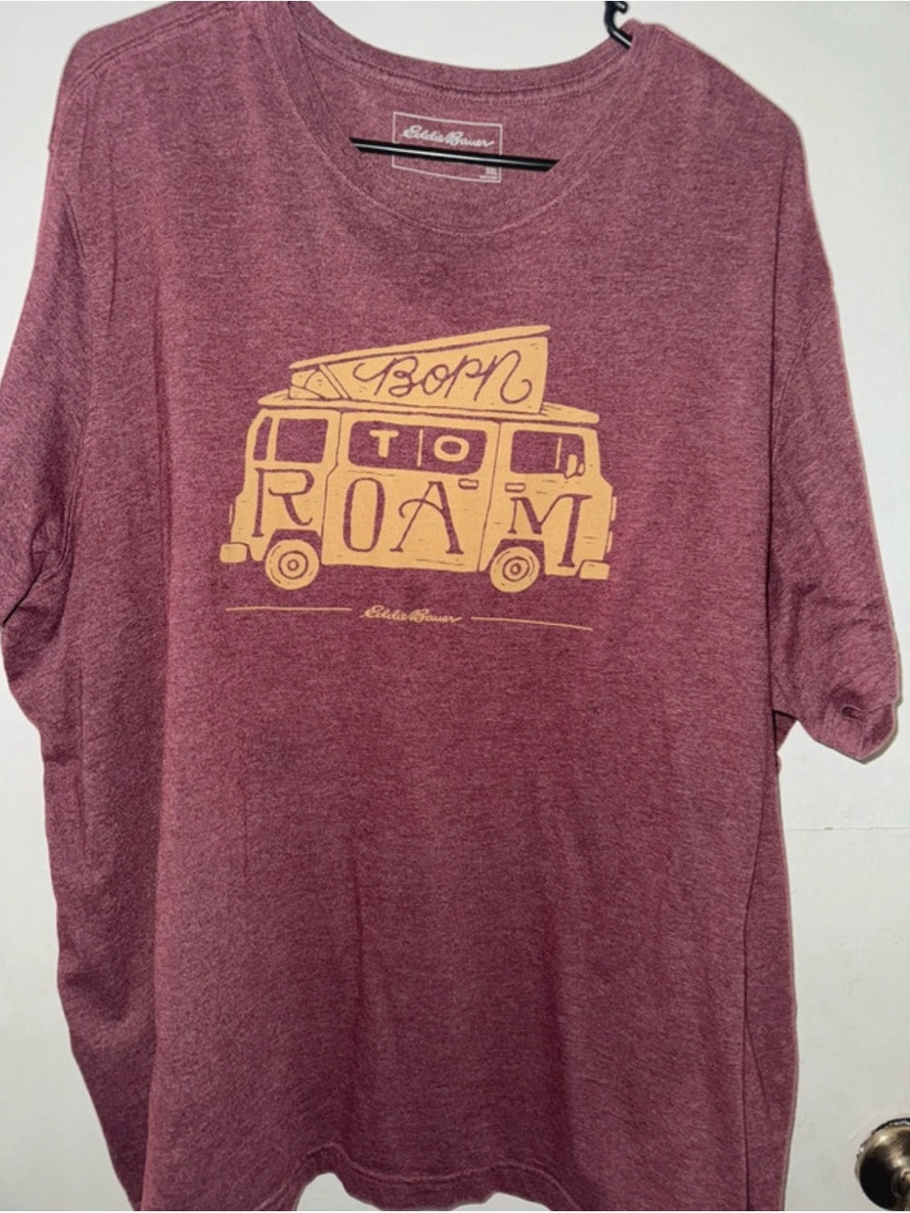 Eddie Bauer Maroon Tee with Yellow Camper Graphic